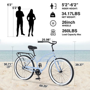 Single Speed 26" Steel Frame, Wide Tire Bicycle