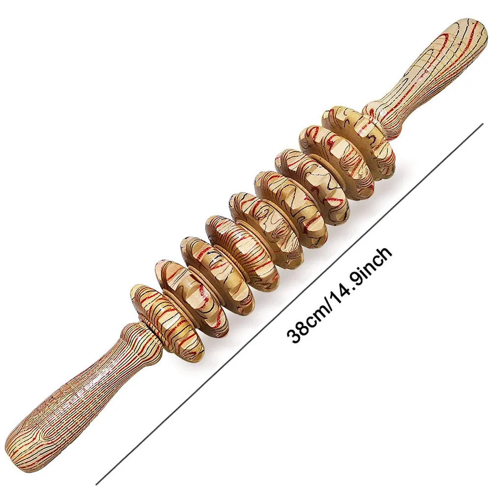9 Roller Handheld Wooden Massager