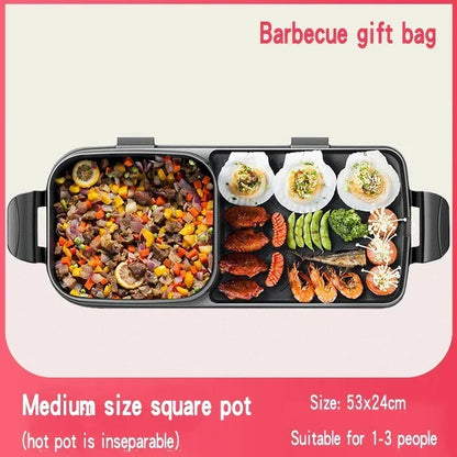 220V Multifunctional Indoor Electric BBQ Grill and Hot Pot