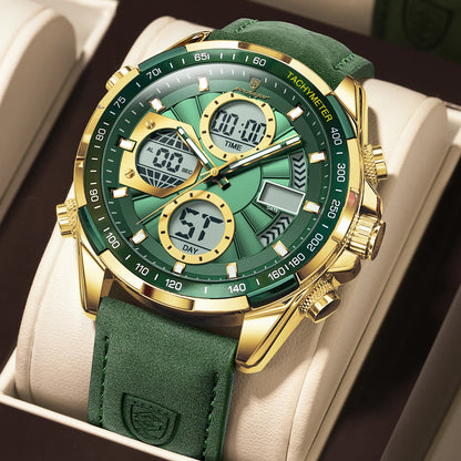 POEDAGAR LED Luminous Dual Time Display Digital Quartz Watch