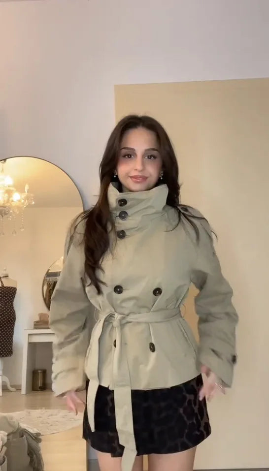 Women's Belted Cropped Trench Jacket