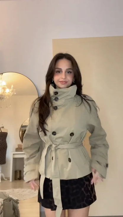 Women's Belted Cropped Trench Jacket