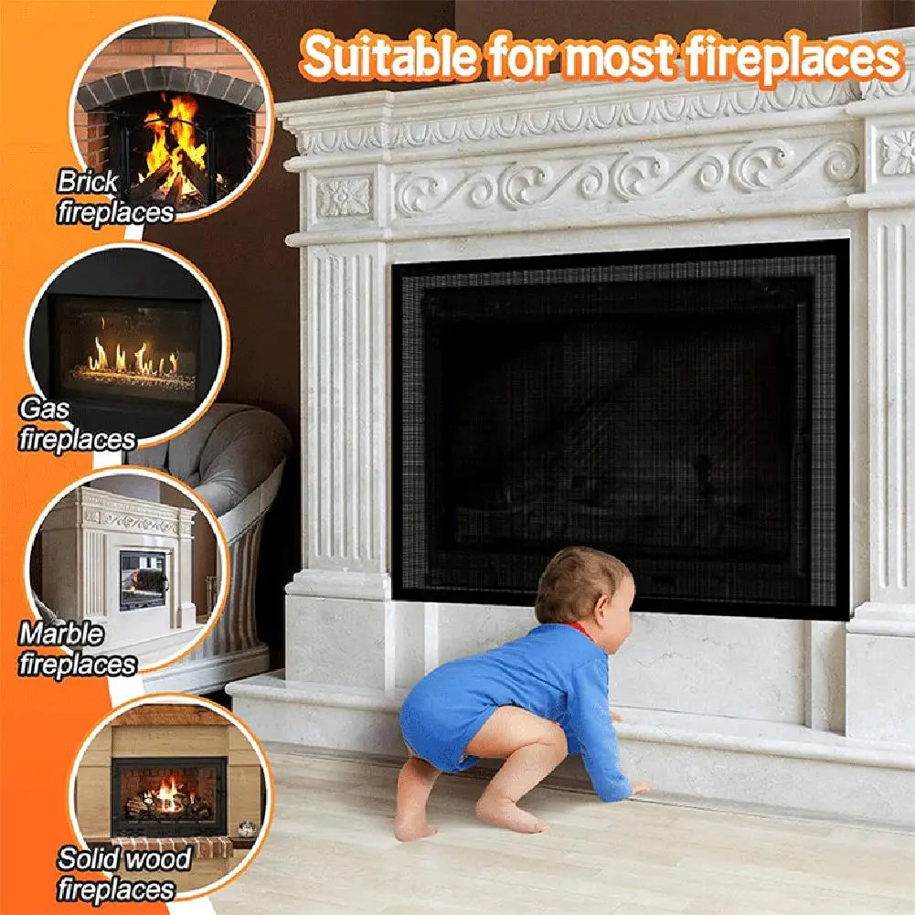 Heat-Resistant Fireplace Mesh Screen Guard
