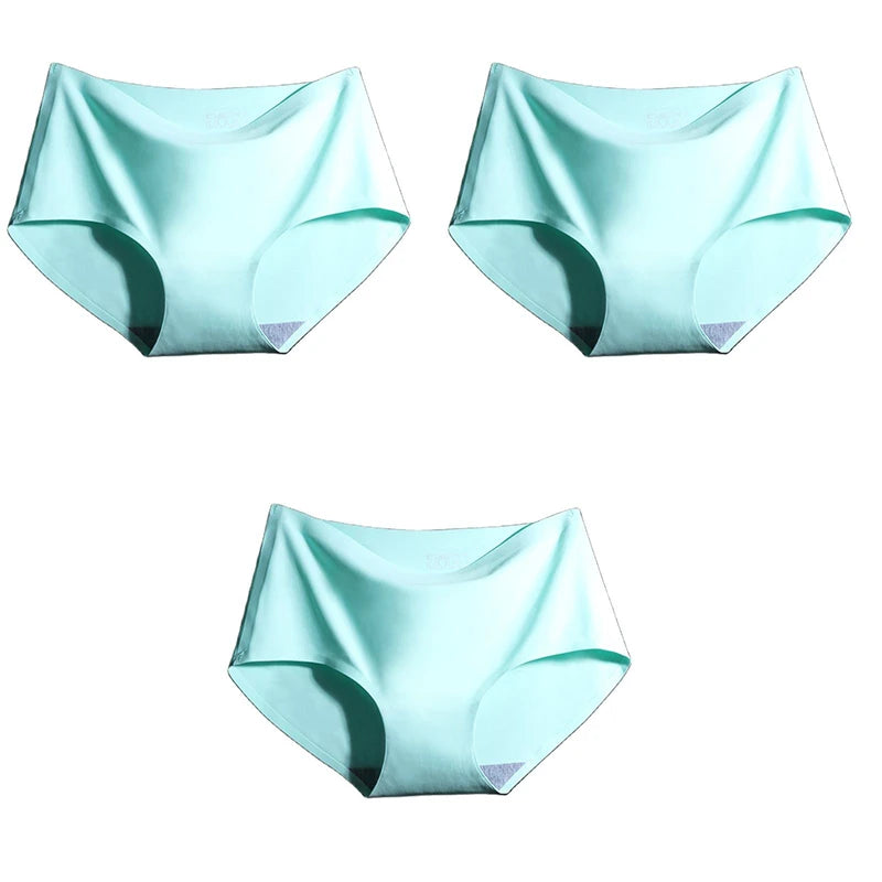 Women's Ice Silk Seamless Panties (3-Pack) – Mid-Waist Invisible Briefs
