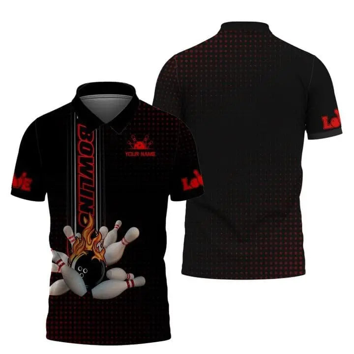 Custom Name Bowling Graphic Polo Shirt