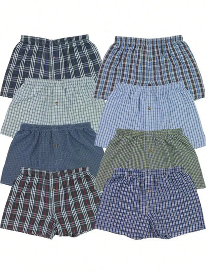 Men's Classic Plaid Woven Cotton Boxer Shorts (6 pack)