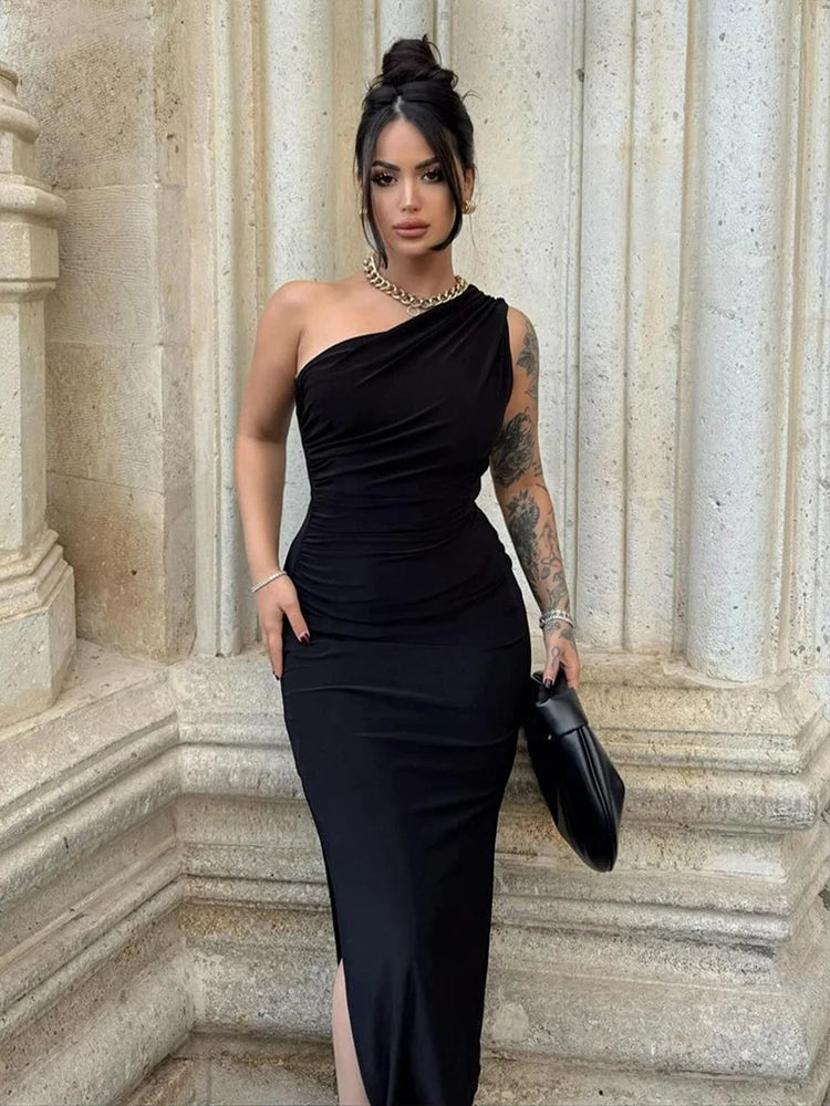 Split Fashion Sleeveless Slim Dress