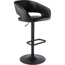 Faux Leather Swivel Barstool with Hollow Backrest and Arms Adjustable Height