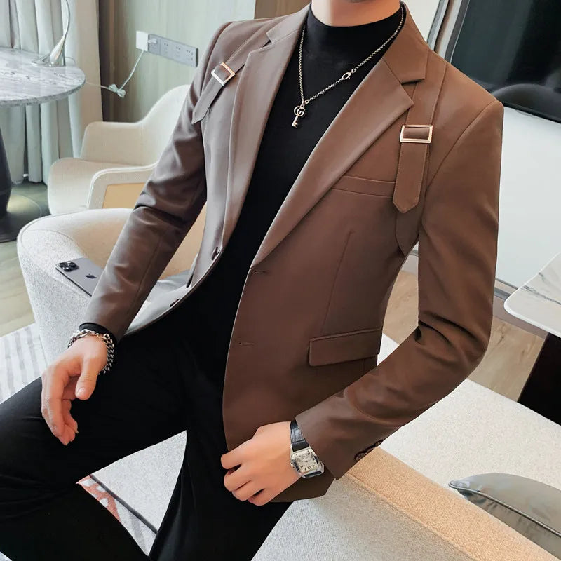 Men's Slim Fit Double-Vent Business Suit Jacket & Blazer