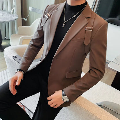 Men's Slim Fit Double-Vent Business Suit Jacket & Blazer
