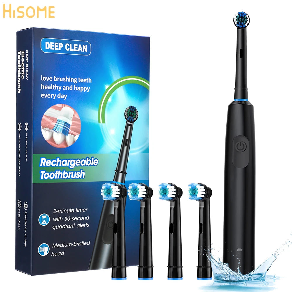 Electric Rotary Cleaning Tooth Brush With Timer & 8 Head
