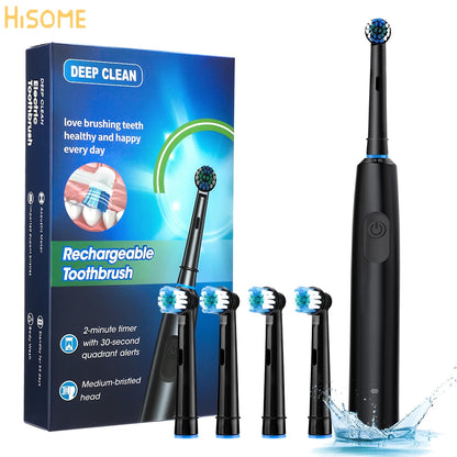 Electric Rotary Cleaning Tooth Brush With Timer & 8 Head