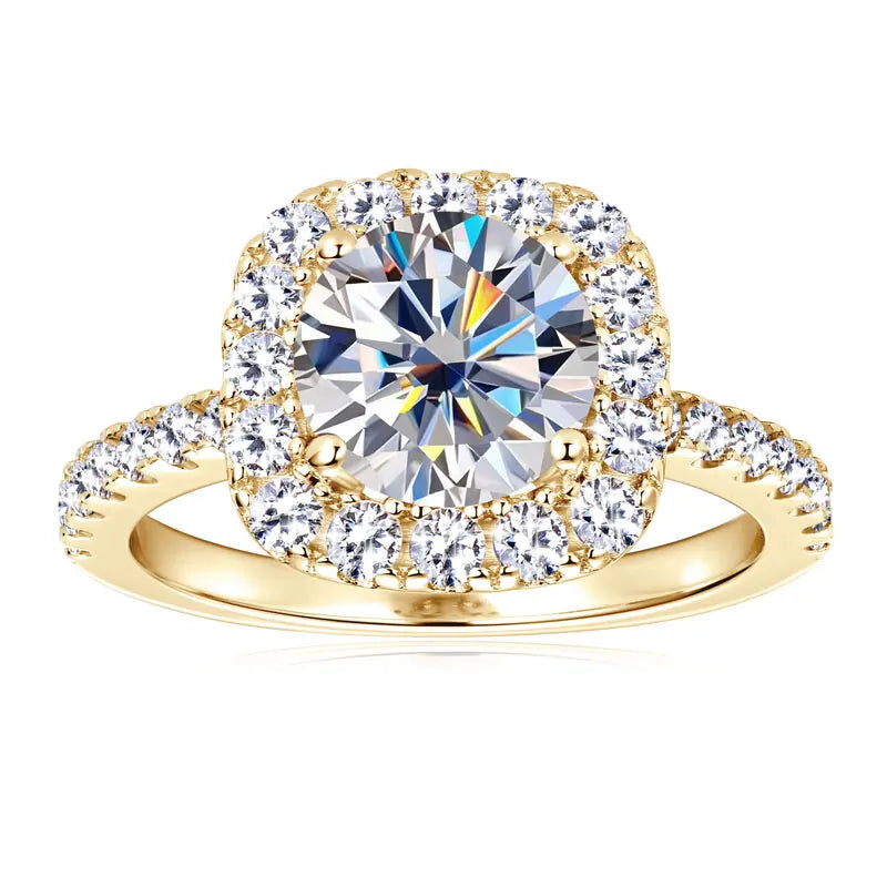 8mm 2ct Moissanite Halo Ring Certified 925 Sterling Silver