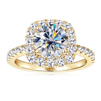 8mm 2ct Moissanite Halo Ring Certified 925 Sterling Silver