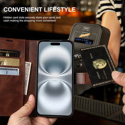 Luxury Genuine Calf Leather Flip Wallet Phone Case for iPhone