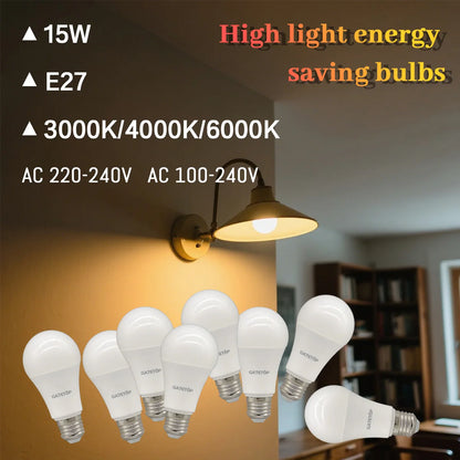 High-Efficiency Energy Saving LED Light Bulb – E27/B22 Base (15W / 3000K–6000K)