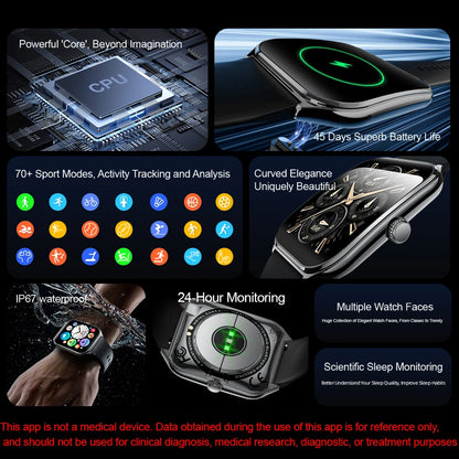 1.96" Ultra-thin Bluetooth Call Health Monitor Smartwatch