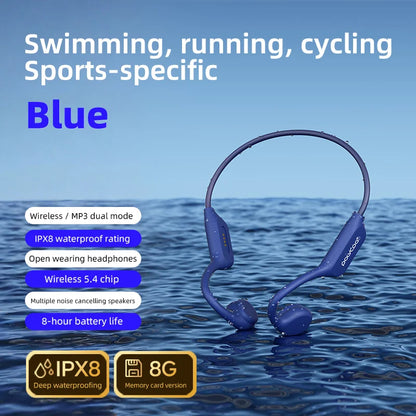 IPX8 Waterproof Bone Conduction Headphones with Built-in 32GB MP3 & Bluetooth 5.3