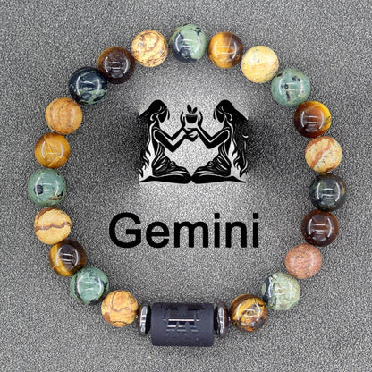 12 Zodiac Sign Constellation Beaded Charm Bracelet