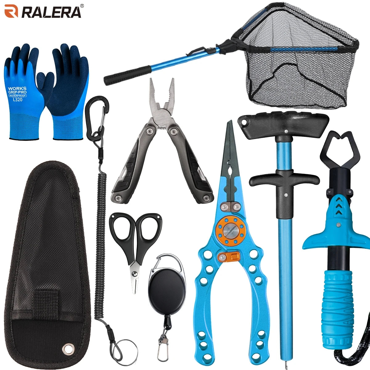 Aluminum Fishing Pliers & Landing Net Tackle Set