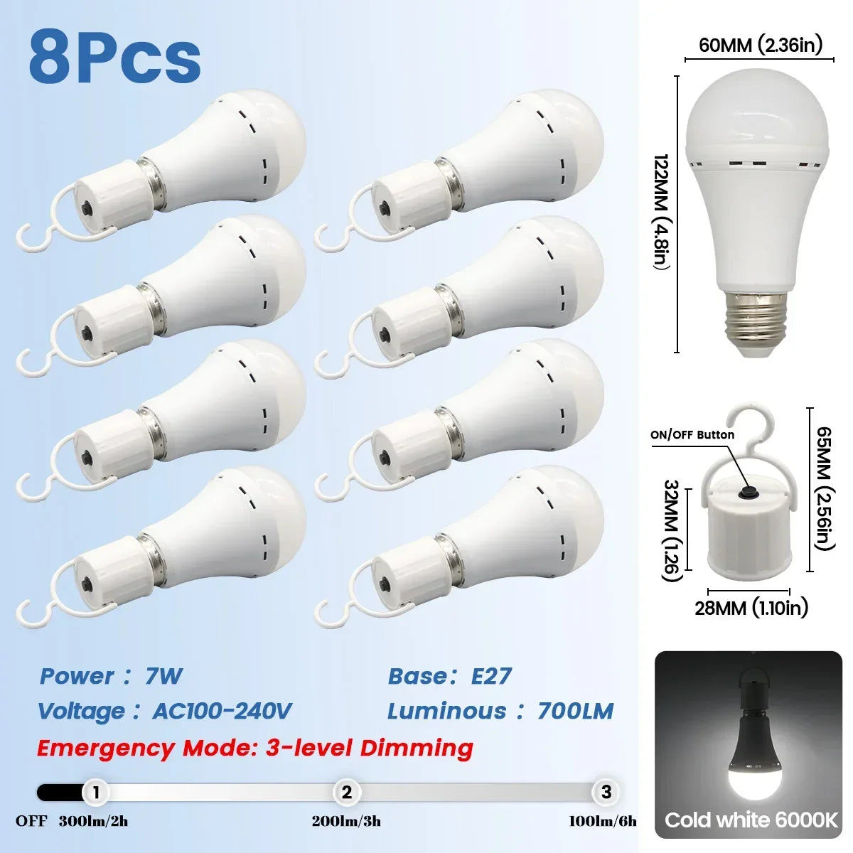 Rechargeable Emergency LED Light Bulb E27 – 1500mAh Power Outage Battery Backup Lamp