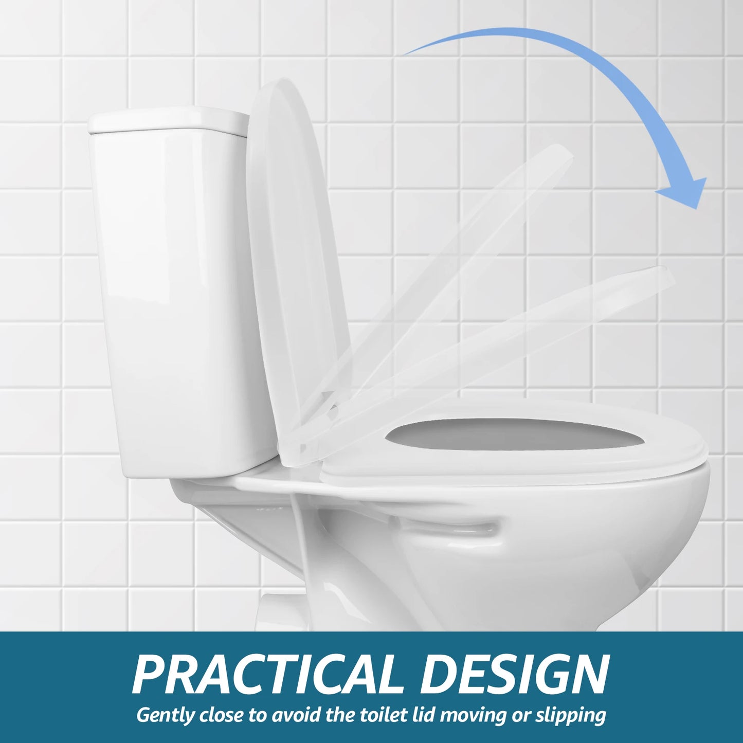 White Slow Close Adjustable Hinge Easy Install Toilet