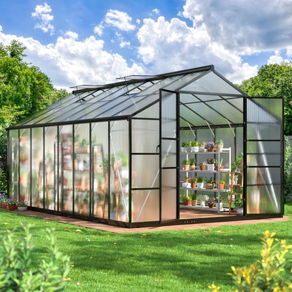 10X18FT Polycarbonate Greenhouse with Roof Vent