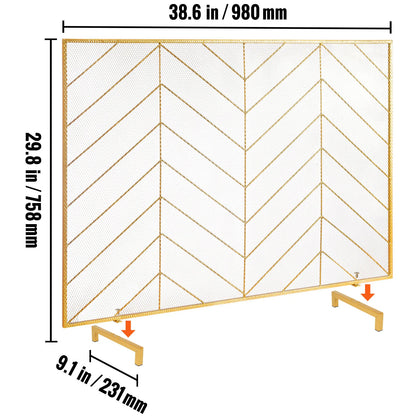 SucceBuy Fireplace Screen with Door Iron