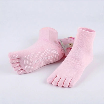 Women's Anti-Slip Cotton Five-Finger Yoga & Sports Toe Socks