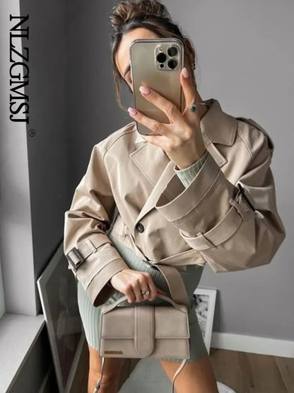 Women's Double-Breasted Sashed Jacket