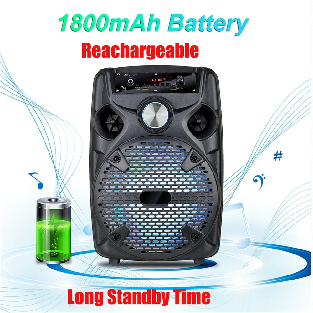 1100W Portable Bluetooth Party Speaker with 8" Subwoofer, Tripod Stand & Microphone