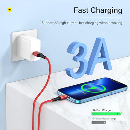 10-Pack Nylon Braided Fast Charging Cable for iPhone 14 13 12 11 Pro Max Mini XS XR X 8 7 6