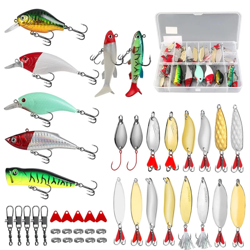 TAIYU Multi-Piece Fishing Lures & Tackle Kit with Soft & Hard Baits