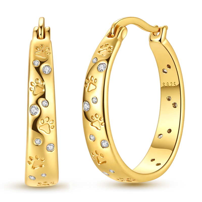 925 Sterling Silver CZ Zircon Gold-Plated Hoop Earrings – Sparkling Minimalist Jewelry