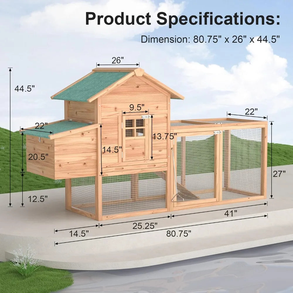 Outdoor Wooden Chicken Coop & Hen House for 2-4 Chickens
