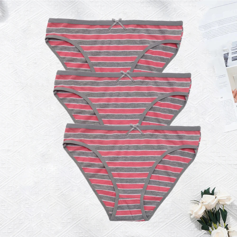YOUREGINA Striped Seamless Cotton Briefs 3Pk