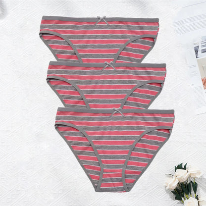 YOUREGINA Striped Seamless Cotton Briefs 3Pk