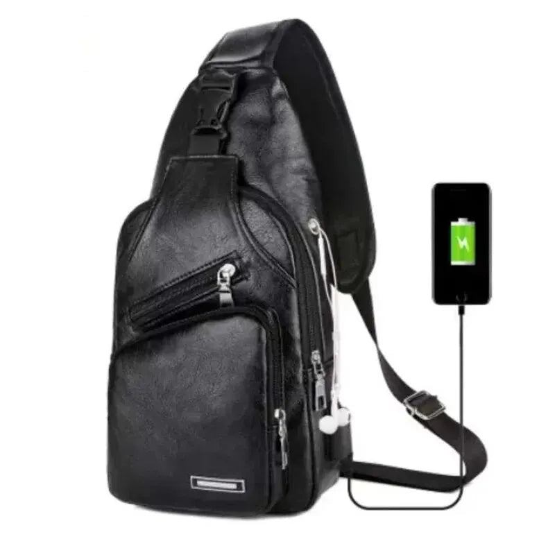 Men's Casual Microfiber Leather Crossbody Sling Chest Bag