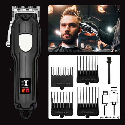 Professional 3-in-1 Hair Clipper & Trimmer Set – Cordless Grooming Kit with LCD Display