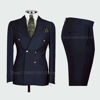 Men's Formal Double-Breasted Business & Wedding Suit Set