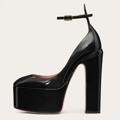 Women's High Platform Stiletto Pumps with Ankle Buckle Strap