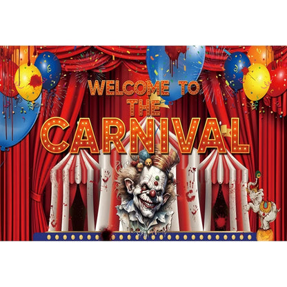Haunted Carnival Halloween Backdrop - Spooky Circus Photography Prop