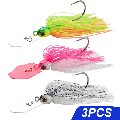 Chatter Weedless Metal Blade Rubber Jig Head Spinner Bait Lures Kit