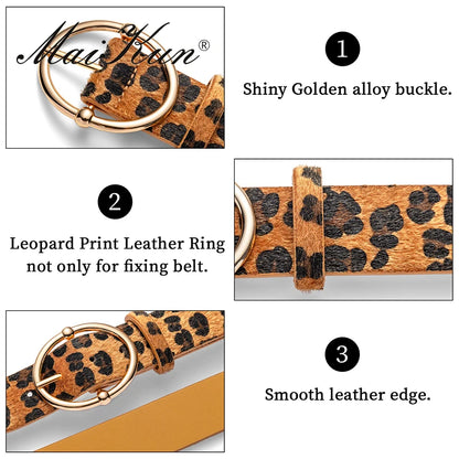 Leopard Print Irregular Alloy Pin Buckle Belt