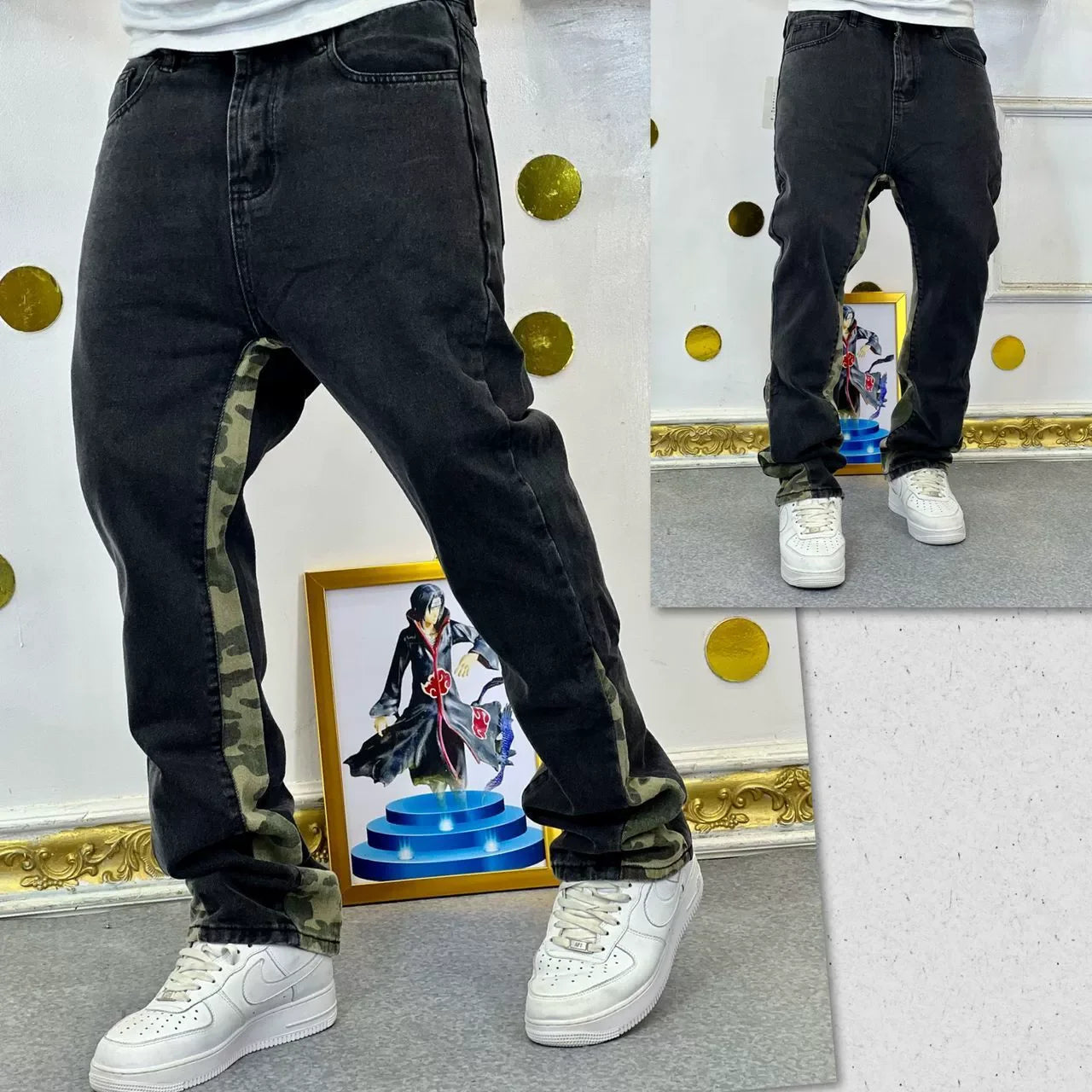 Distressed Vibe Bell Bottom Clean Fit Woodworking Jeans
