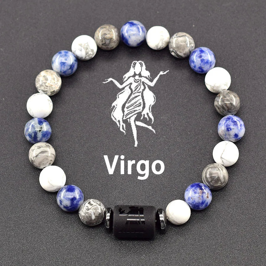 12 Zodiac Sign Natural Bead Bracelet for Men & Women