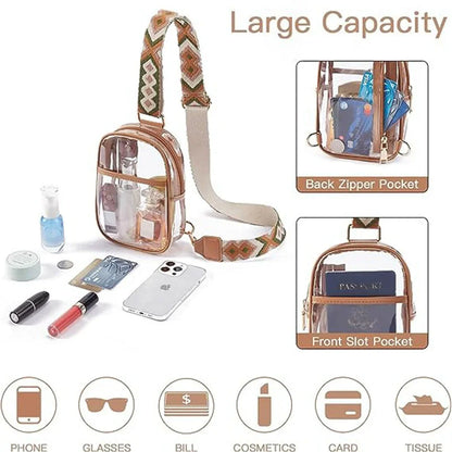 Clear Decorative Print Crossbody Bag