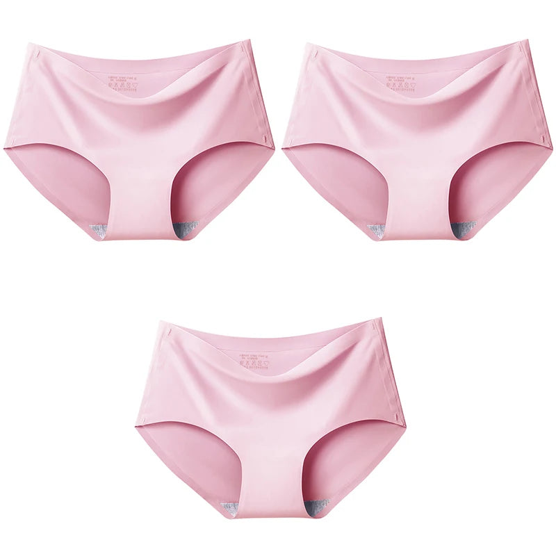 Women's Ice Silk Seamless Panties (3-Pack) – Mid-Waist Invisible Briefs