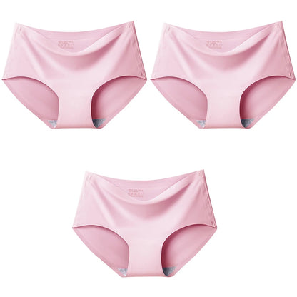 Women's Ice Silk Seamless Panties (3-Pack) – Mid-Waist Invisible Briefs
