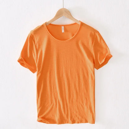 Retro Raw Edge Men's Cotton Slim-Fit T-Shirt
